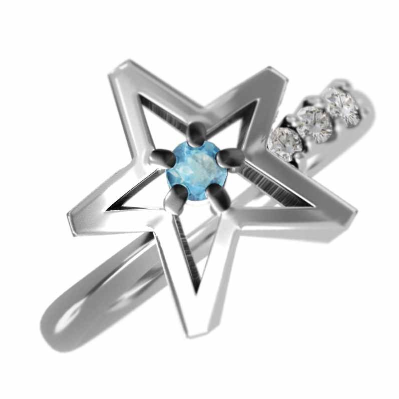 2022年最新海外 指輪 ホワイトゴールドk18 スター 天然ダイヤモンド
