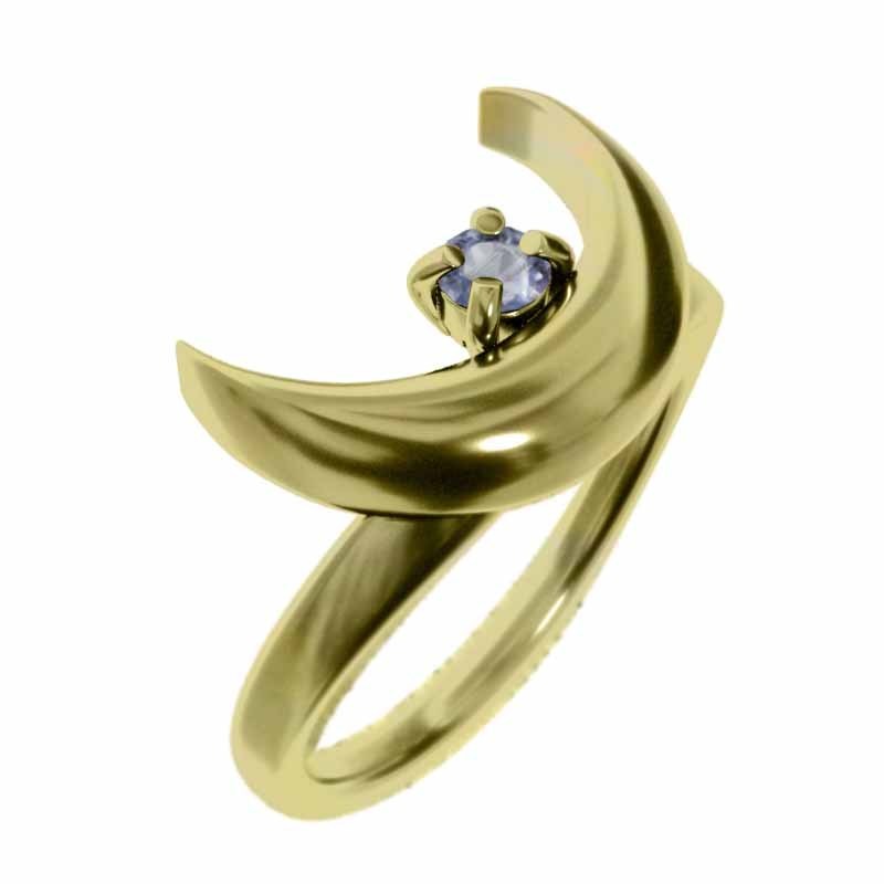 最安値で 指輪 タンザナイト ムーン k18 12月の誕生石 石 1粒 ゴールド
