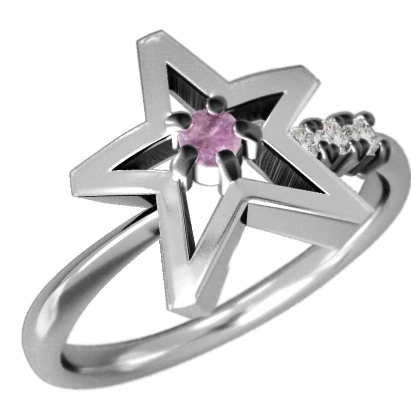正規品販売! ピンクサファイア 指輪 ダイヤモンド 9月誕生石 k10