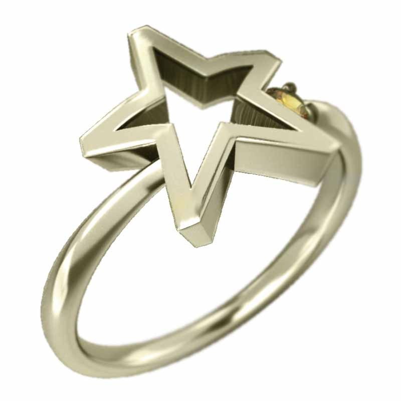 指輪 1粒 石 Star スター (黄水晶)シトリン 11月の誕生石 10金イエローゴールド