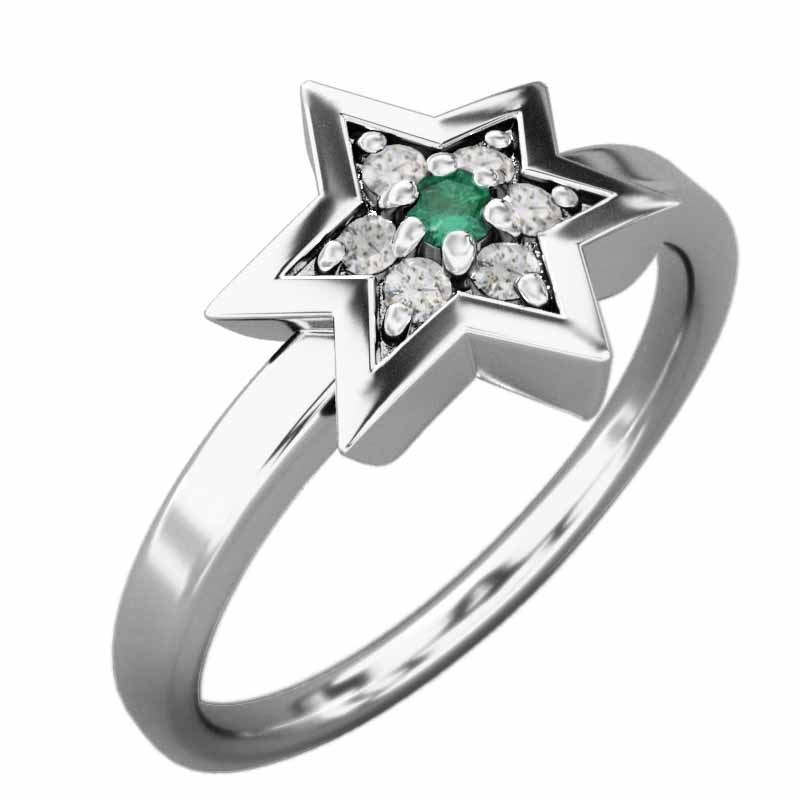 注目のブランド エメラルド 指輪 天然ダイヤモンド 六芒星小サイズ 5月