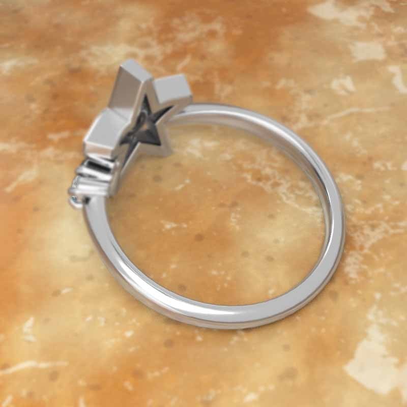 アクアマリン 天然ダイヤモンド 指輪 スター ヘッド 白金（プラチナ）900 3月誕生石