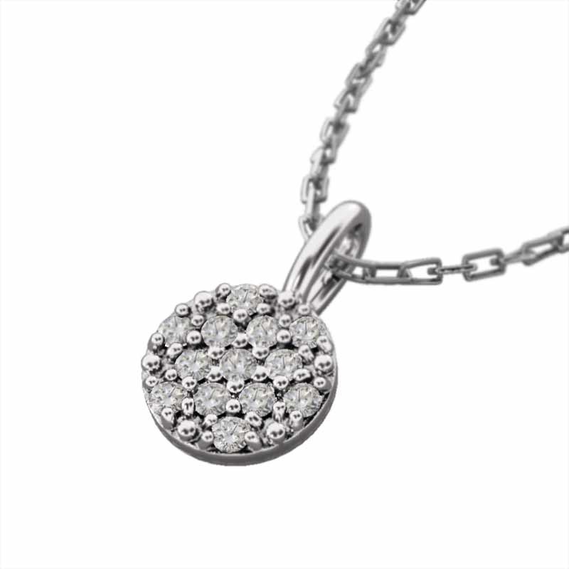 ダイヤモンド ペンダント ネックレス 石敷き詰めシリーズ プラチナ900 4月誕生石 丸型