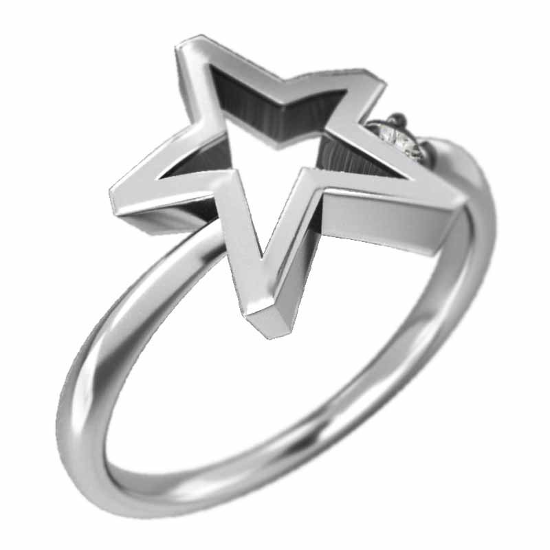 おまけ付】 指輪 Pt900 星 天然ダイヤモンド 石 1粒 ジュエリー
