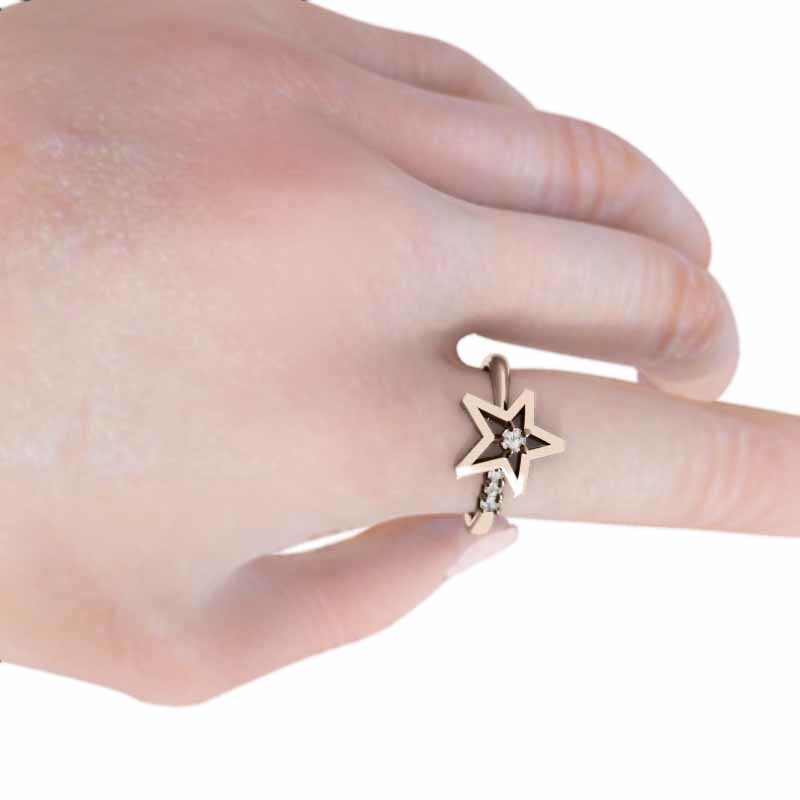 素敵でユニークな 指輪 ダイアモンド ピンクゴールドk10 デザイン 星