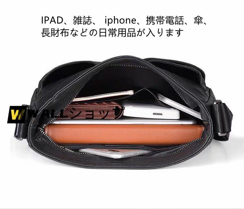 本革 メンズ ショルダーバッグ 斜め掛け ビジネスバッグ iPad対応 PC収納 大容量 肩掛け鞄 カジュアルバッグ 通勤通学_画像8