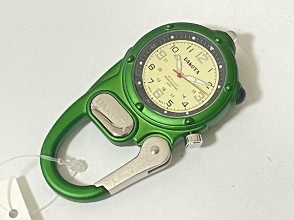 7-15 DAKOTA ダコタ WATCH COMPANY ミニクリップ グリーン 3806-0 稼動品の画像3