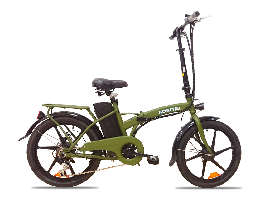 36V版大容量リチウムバッテリー搭載 モペット型 電動自転車 ボニータ20 (BONITA-20）20インチ 緑_画像1