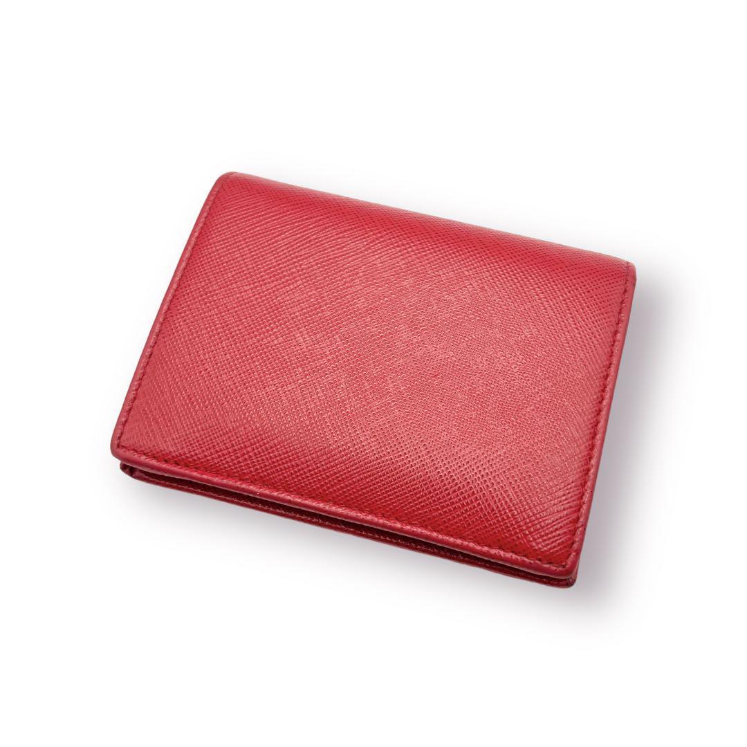 【美品】PRADA プラダ サフィアーノ トライアングル 二つ折り財布 ロゴプレート