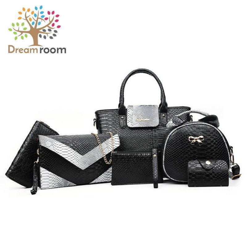 訳あり】 BAG 【ブラック】 クロコ型押し 豪華6点ギフトSET☆デザイン