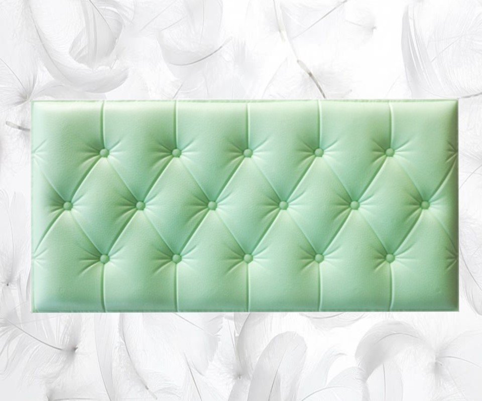 【50枚】極厚2cm高級 3D クッション 壁 シール キルティングレザー調×グリーン 糊付き リメイク 耐水 抗菌 DIY