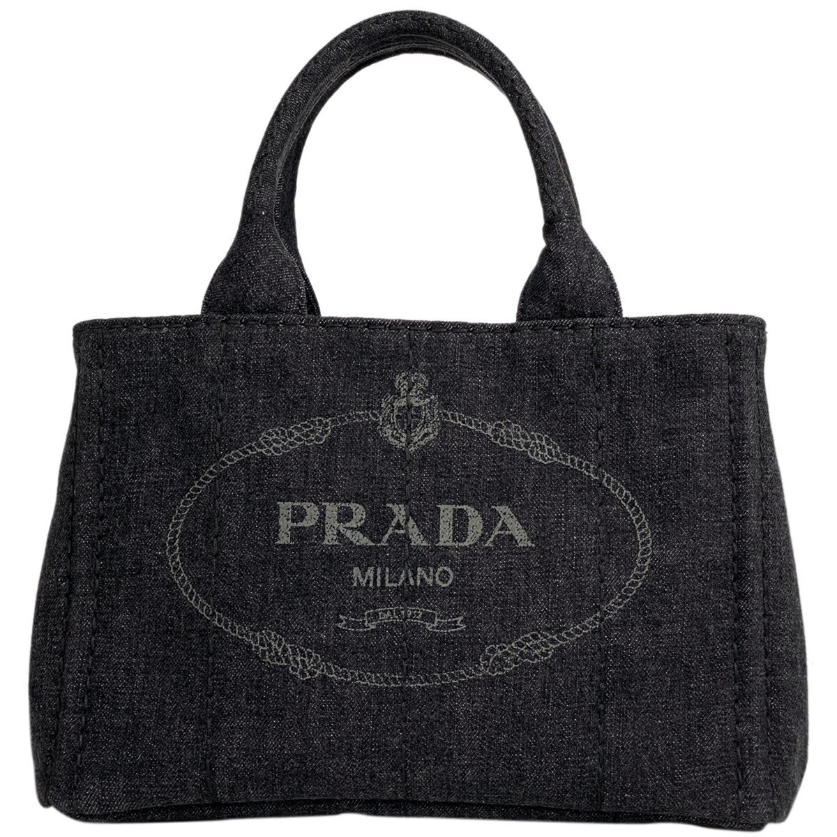 【在庫一掃】 プラダ PRADA カナパ トート ハンドバッグ 2WAY トートバッグ デニム ネロ(ブラック) 1BG439 レディース