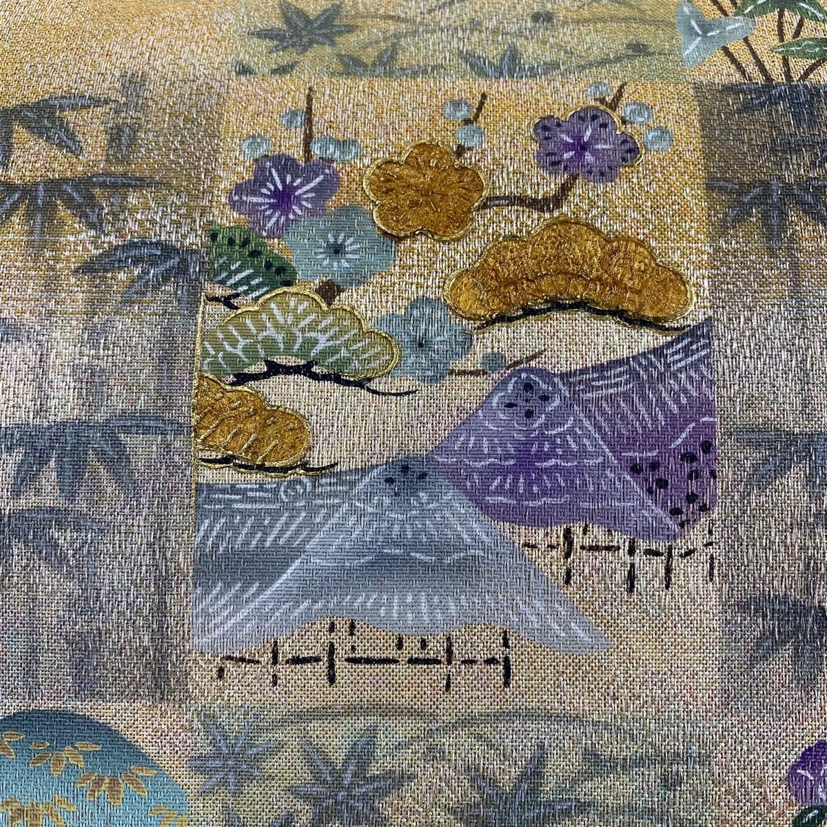 正規販売店】 松竹梅 秀品 美品 袋帯 草花 【中古】 正絹 お太鼓柄