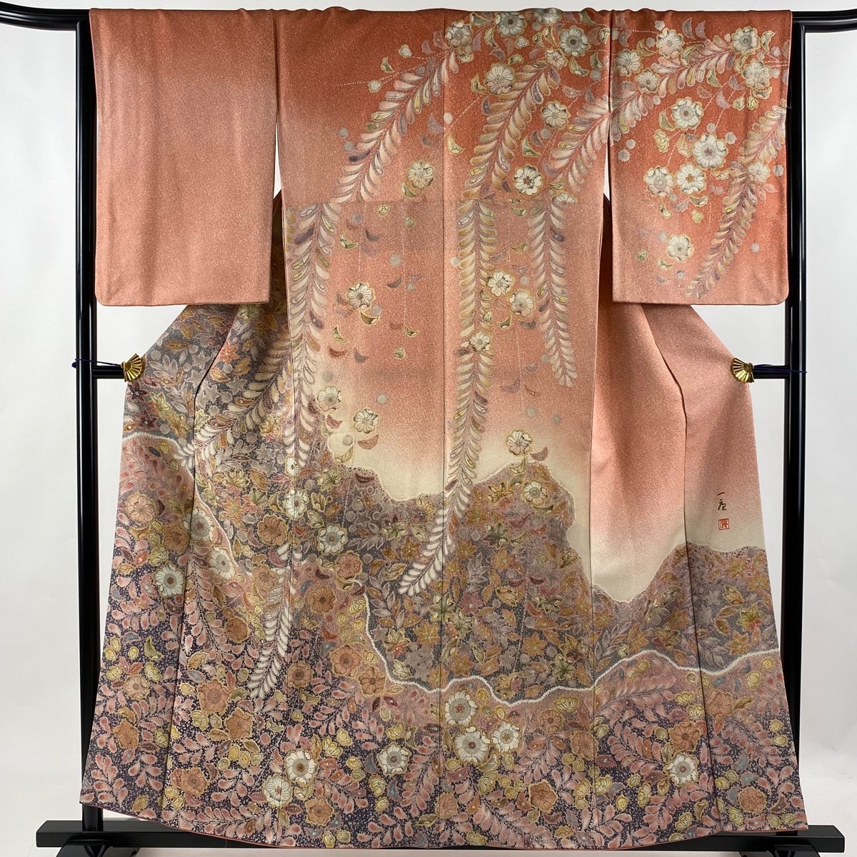 送料0円】 裄丈65cm 身丈158.5cm 訪問着 M 【中古】 逸品 美品 正絹