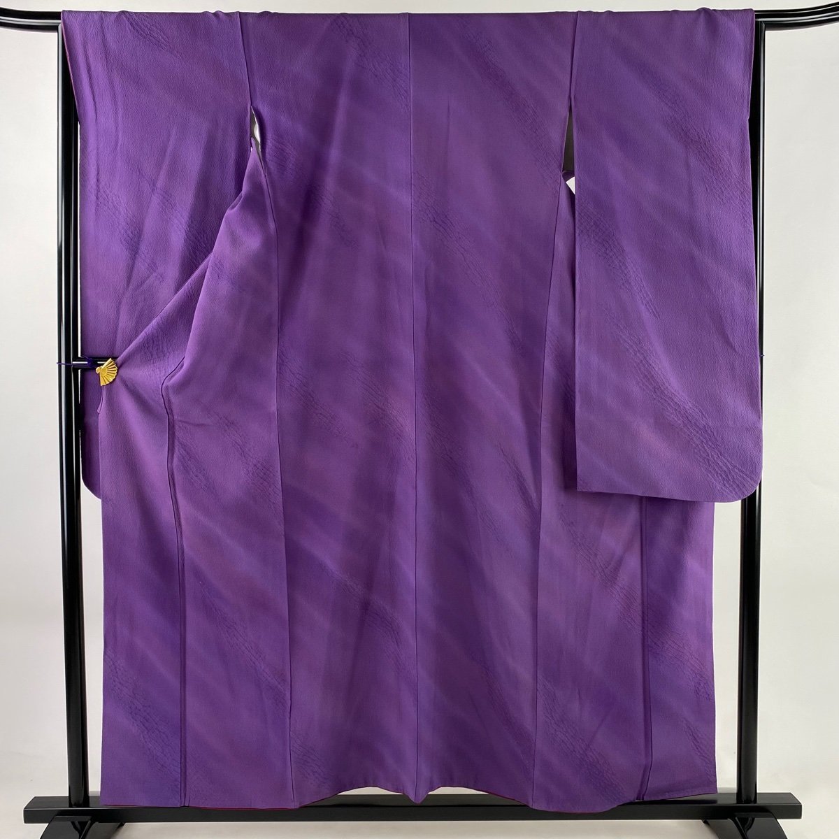 振袖 身丈157.5cm 裄丈66cm M 袷 幾何学 ぼかし 絞り 紫 正絹 美品 秀品 【中古】