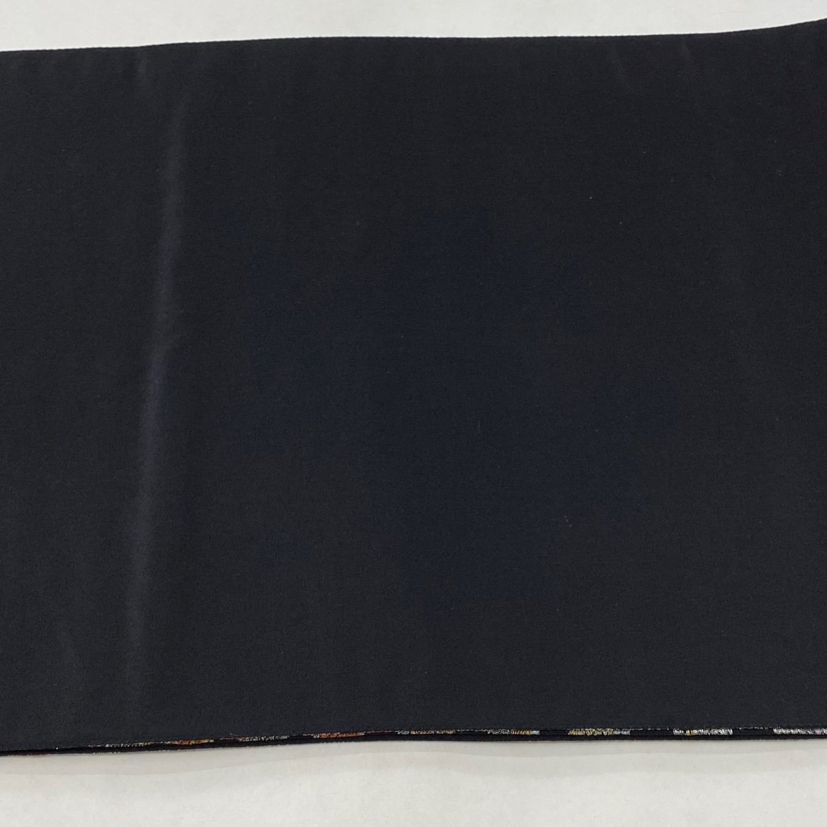 超ポイントアップ祭 袋帯 【中古】 正絹 六通 黒 箔 金糸 幾何学模様