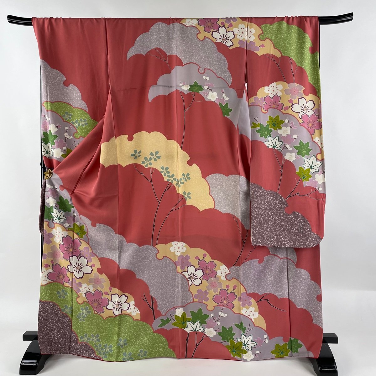 納得できる割引 ピンク 金彩 桜 雪輪 袷 L 裄丈70cm 身丈170cm 振袖