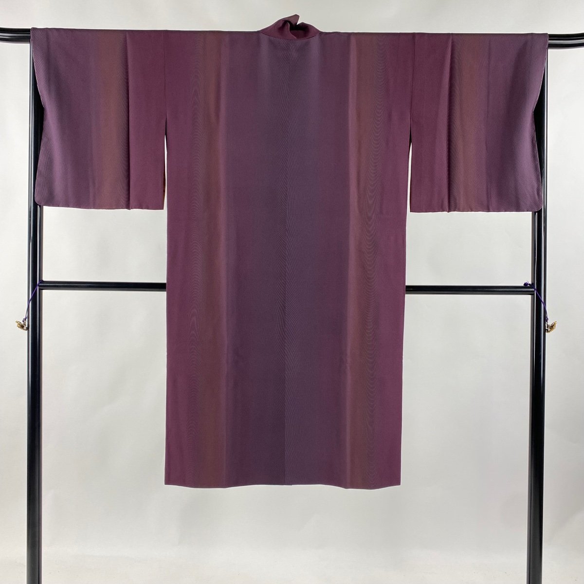 道中着 身丈116.5cm 裄丈67cm M 和装コート 地紋 ぼかし染め 紫 正絹 美品 逸品