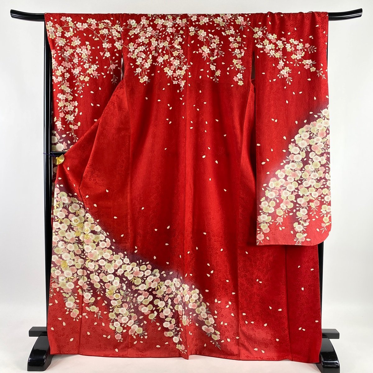 宅送] 美品 振袖 名品 【中古】 正絹 M 裄丈67cm 身丈171cm 袷 赤 箔