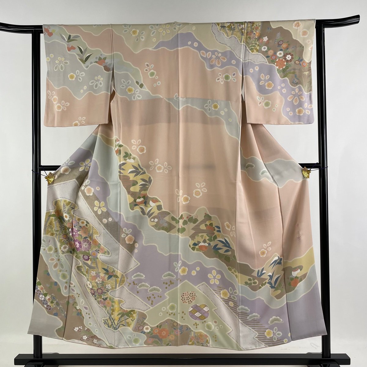 大切な 訪問着 【中古】 正絹 S 裄丈62cm 身丈150cm 袷 薄ピンク 銀糸