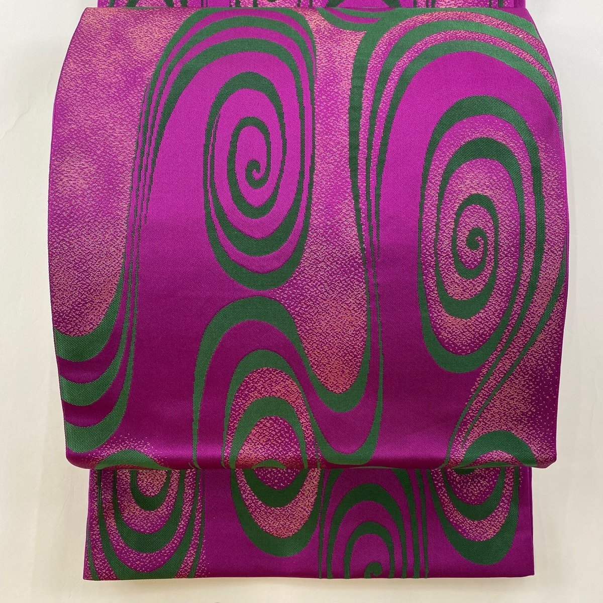 最適な材料 袋帯 【中古】 正絹 六通 紫 箔 観世水 KENZO 秀品 美品