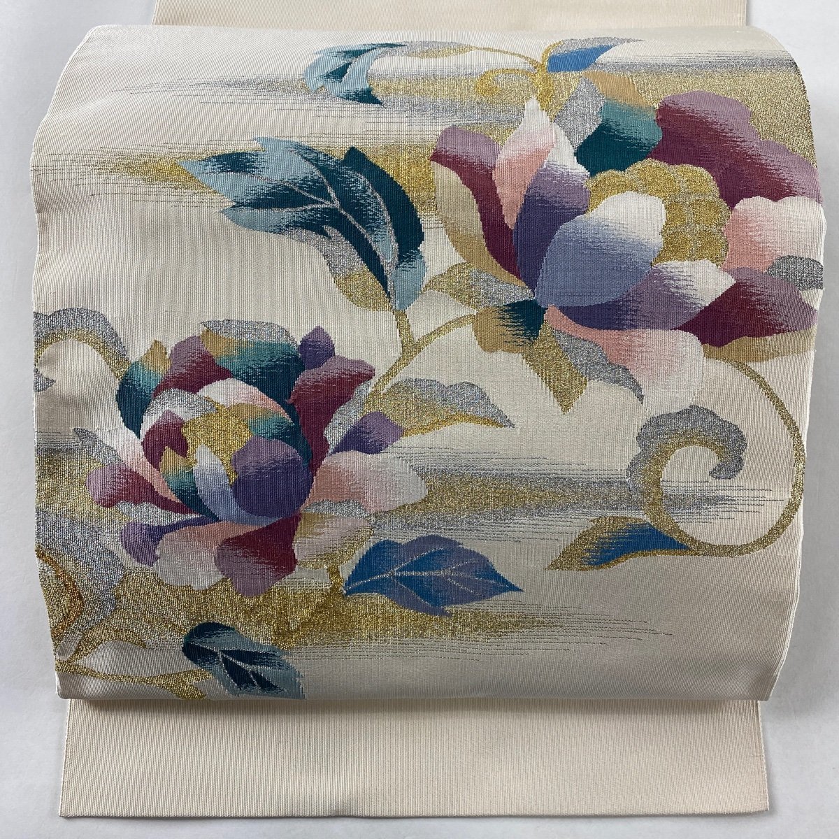 最高級のスーパー 松葉仕立て 八寸名古屋帯 秀品 美品 名古屋帯 草花