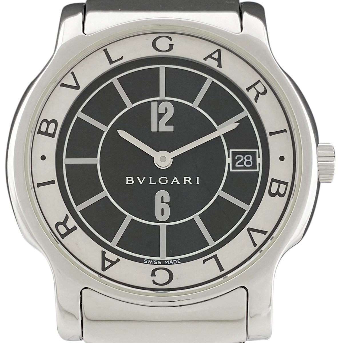 ブルガリ BVLGARI ソロテンポ ST35S 腕時計 SS クォーツ ブラック メンズ 【中古】