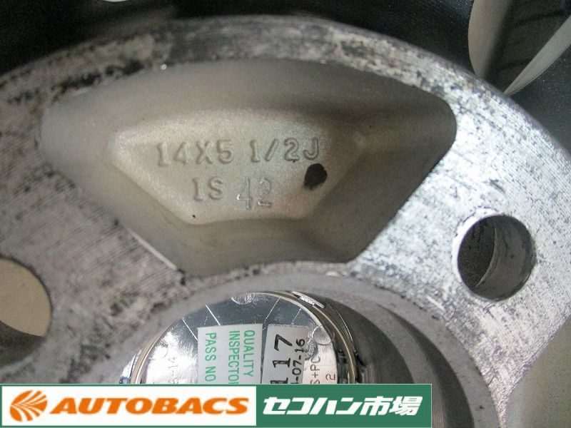 【中古ホイール/未使用タイヤ4本セット】エクシーダー14インチ5.5J+42 ４/100CSTマーキスMR61 165/70R14 2021年製_画像7