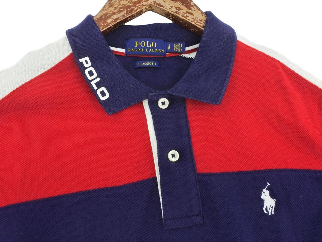 POLO RALPH LAUREN ポロ ラルフローレン ワンポイント ポロシャツ sizeS/白ｘ赤ｘ紺 ■◆ ☆ dea1 メンズ_画像2