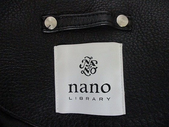 美品 nano universe Real Leather Jacket 肉厚 重厚 ナノユニバース 本革 襟立 レザージャケット レザーライダース M L 黒 JUNK_画像9