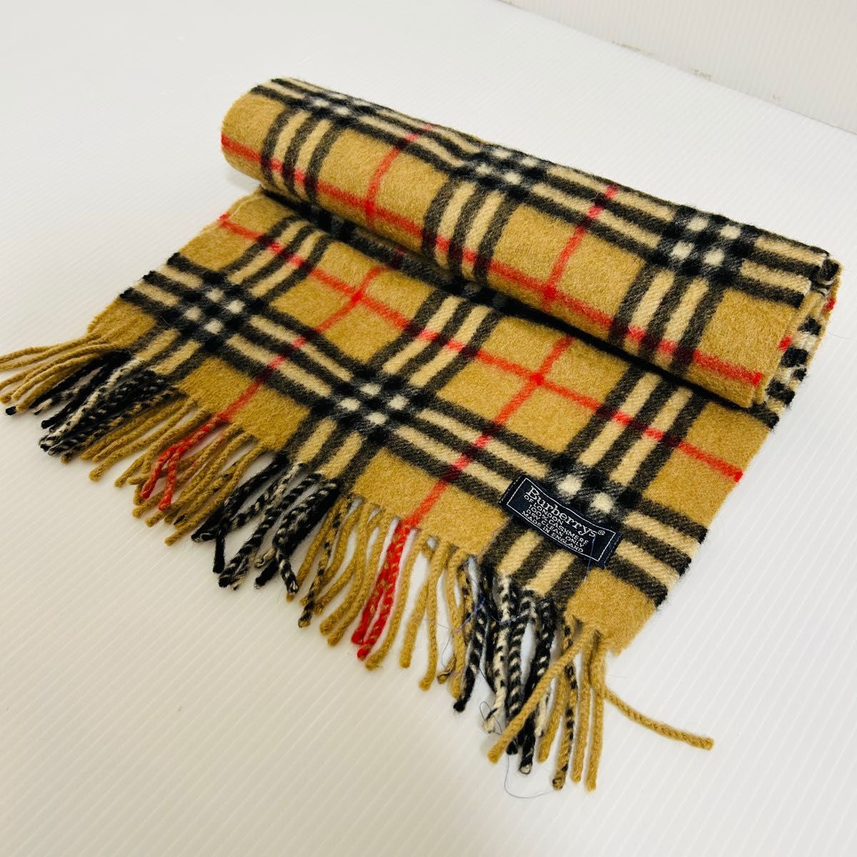 美品】バーバリー BURBERRY マフラー カシミヤ100% イングランド製 