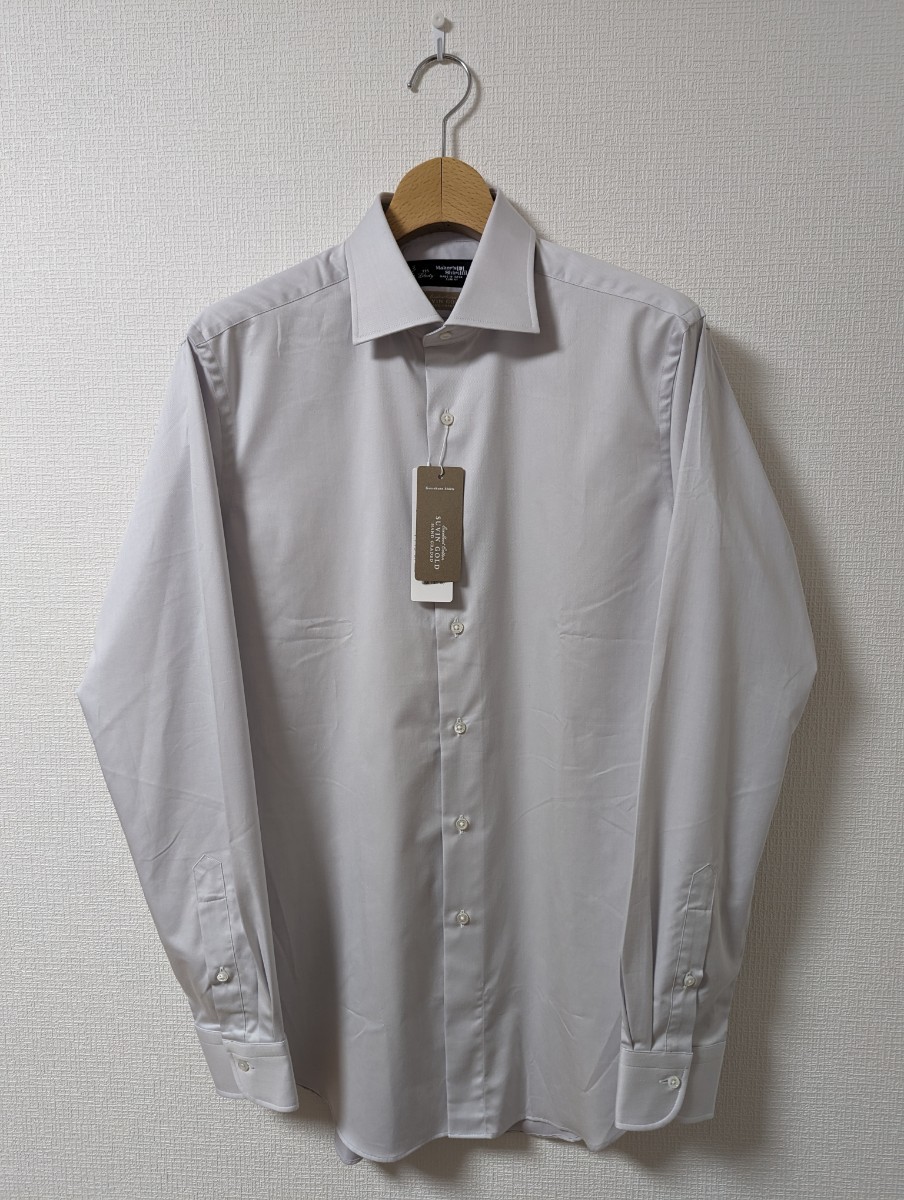 新品　鎌倉シャツ　シャツ　ドレスシャツ　40-90　スビンゴールド　グレー　ワイドスプレッド　日本製_画像2