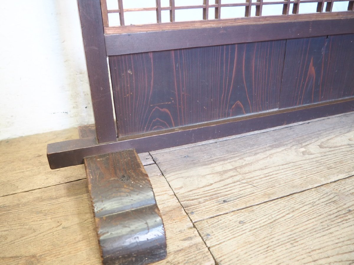 タH0570◇H95cm×W153,5cm◇レトロな味わいの大きい古い木製衝立