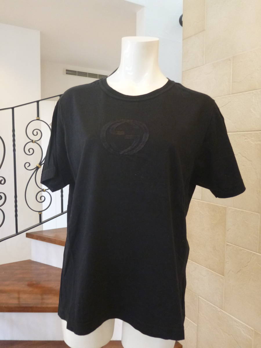 美品 GUCCI　グッチ★イタリア製　黒　ロゴ刺繍　半袖　Tシャツ L_画像2