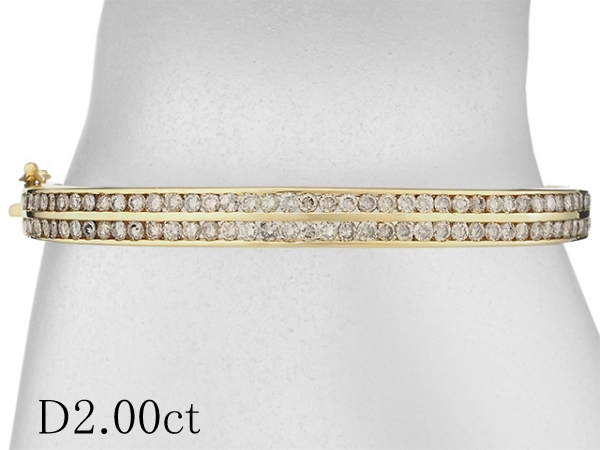 税込?送料無料】 ダイヤモンド/2.00ct K18YG バングル デザイン