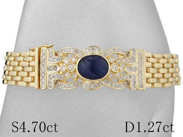  sapphire /4.70ct diamond /1.27ct design bracele K18YGso-ting attaching 