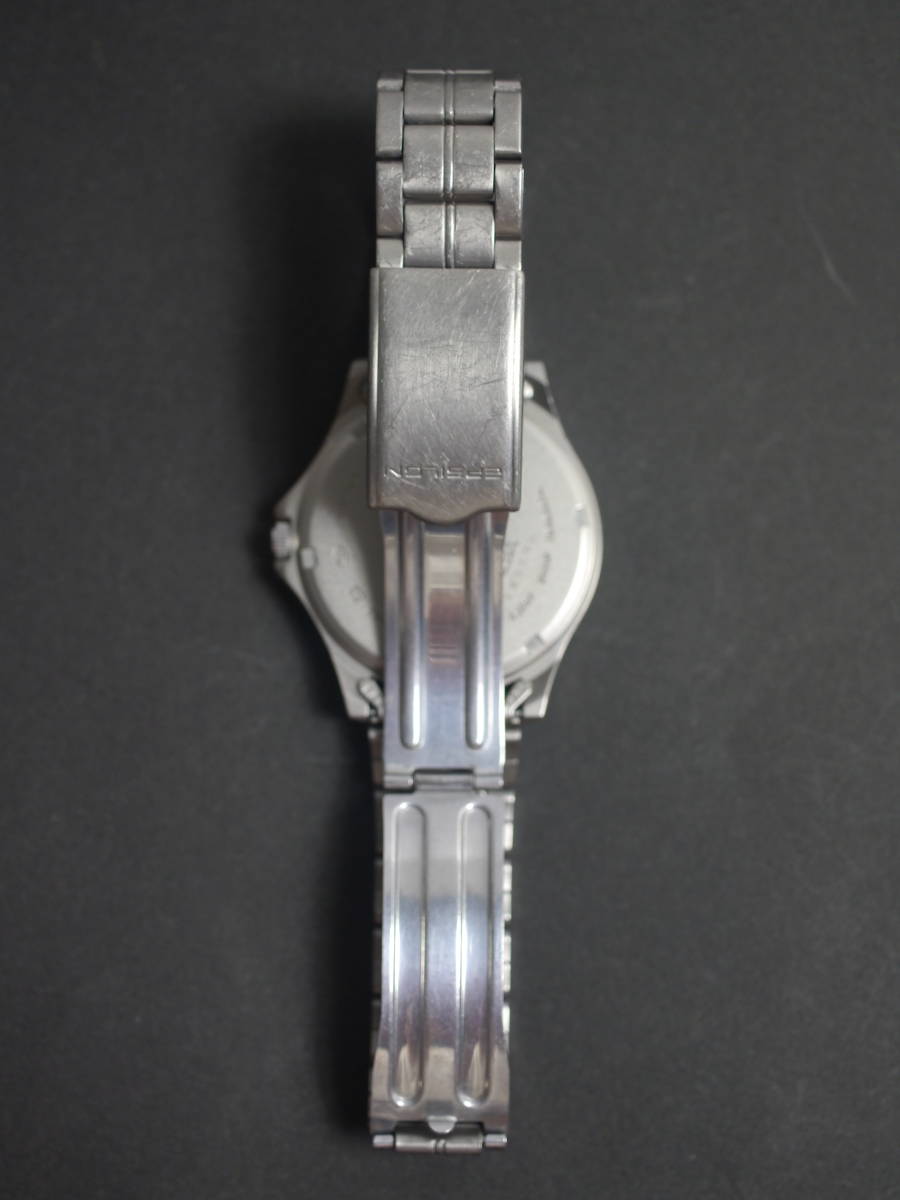セイコー SEIKO アルバ ALBA イプシロン EPSILON クォーツ 3針 デイト 純正ベルト チタン V732-0R60 男性用 メンズ 腕時計 T652 稼働品_画像6