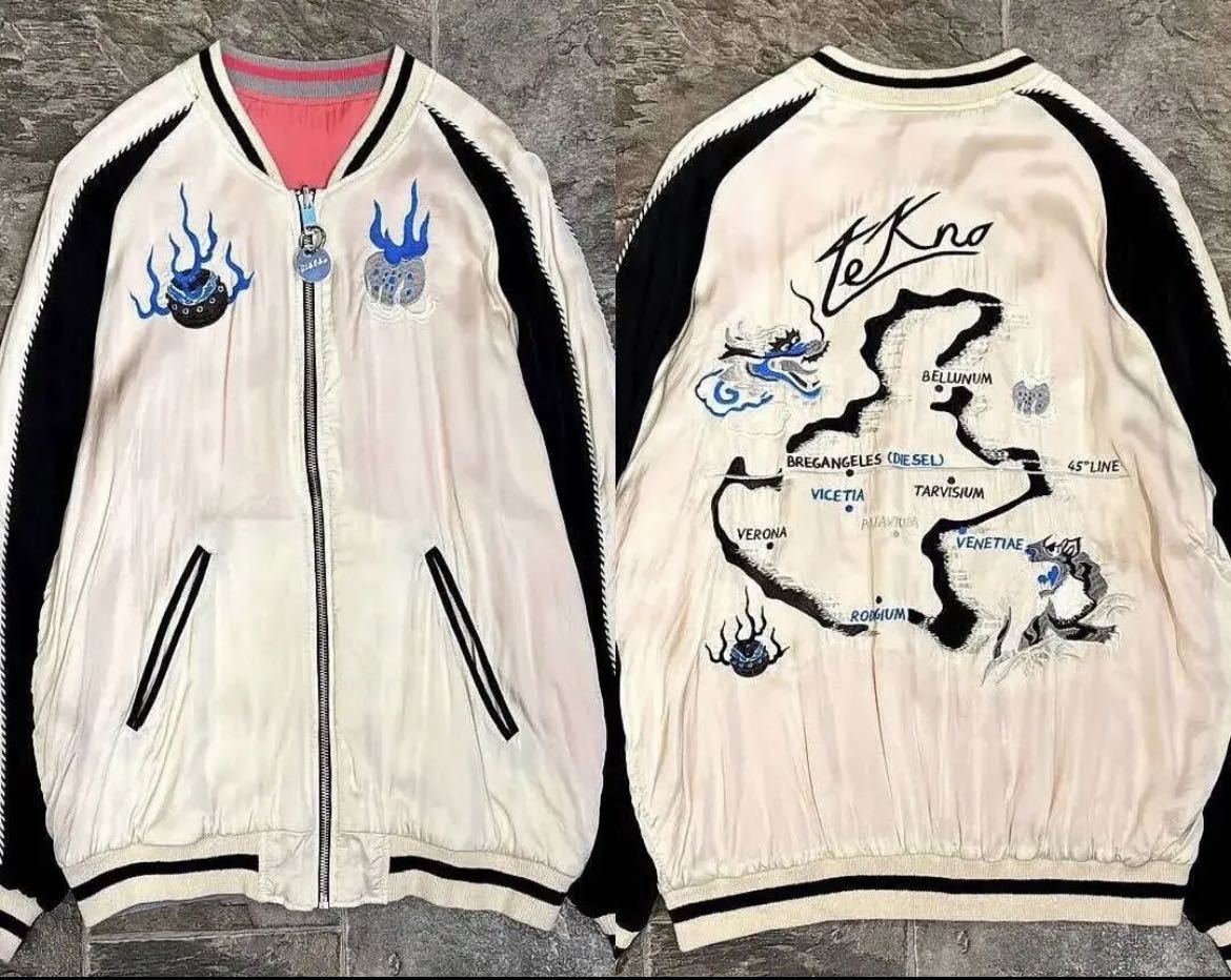 DIESELディーゼル イタリア地図 刺繍レーヨン100%リバーシブル
