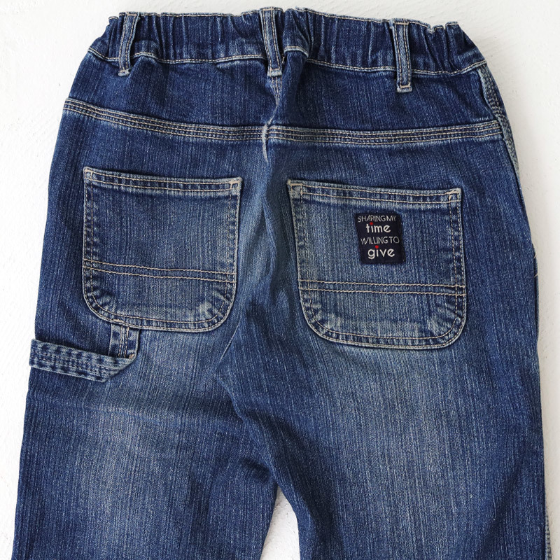 BREEZE 140cm Denim pants jeans painter's pants tapered pants child clothes ..... man waist rubber stretch 