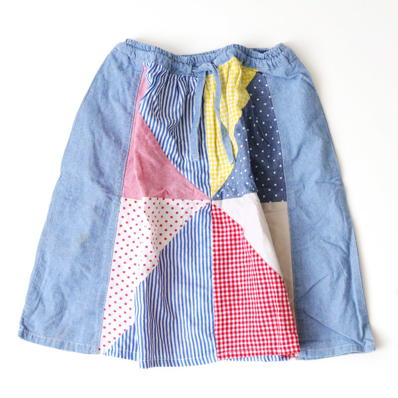 REDDY APPLESEED 130cm детская одежда лоскутное шитье Denim юбка симпатичный модный casual девочка ребенок одежда Kids размер 