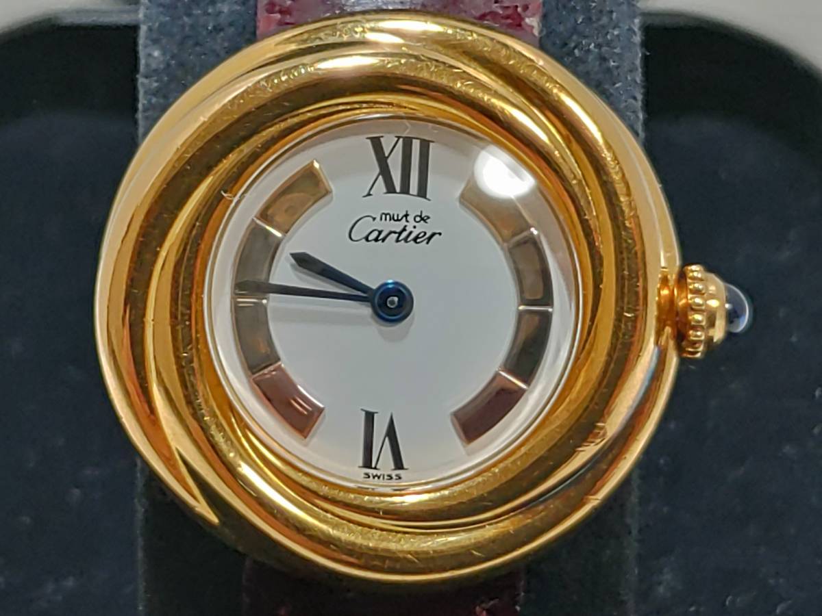 CARTIER カルティエ マスト トリニティ 腕時計 シルバー925 茶/ゴールド クオーツ レディース 白文字盤【中古】_画像2