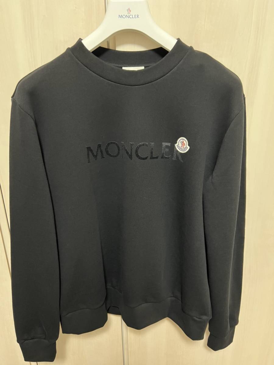 Sサイズ【未使用】MONCLER レタリングロゴ スウェット ブラック色 黒色