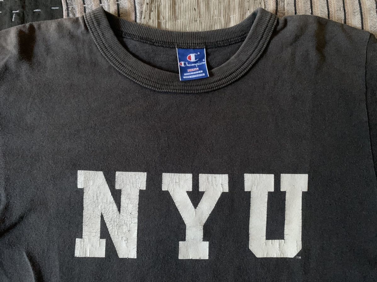 90s チャンピオン NYU vintage Tシャツ 青タグ USA製 アメリカ製 ビンテージ 紺 NAVY ネイビー champion 茄子紺_画像4