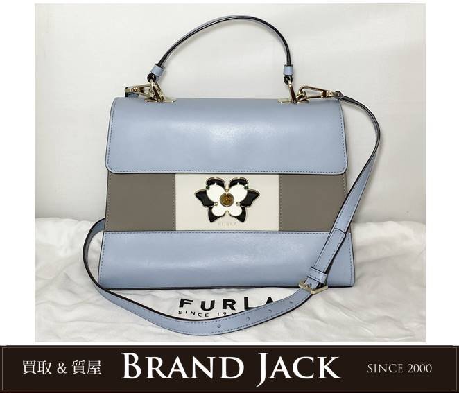 完売 M ムゲット フルラ ◎FURLA ハンドバッグ バタフライ フラワー