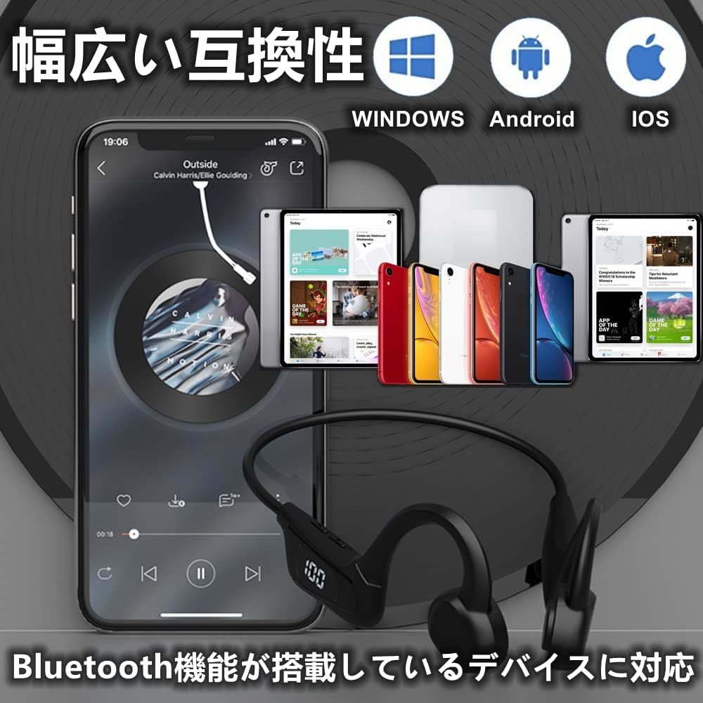 Bluetooth5.3 骨伝導ワイヤレスイヤホン BR+EDR 防水 DSPノイズキャンセリング・マイク IPX6防水 通話 空気伝導 iPhone Android Windows_画像2