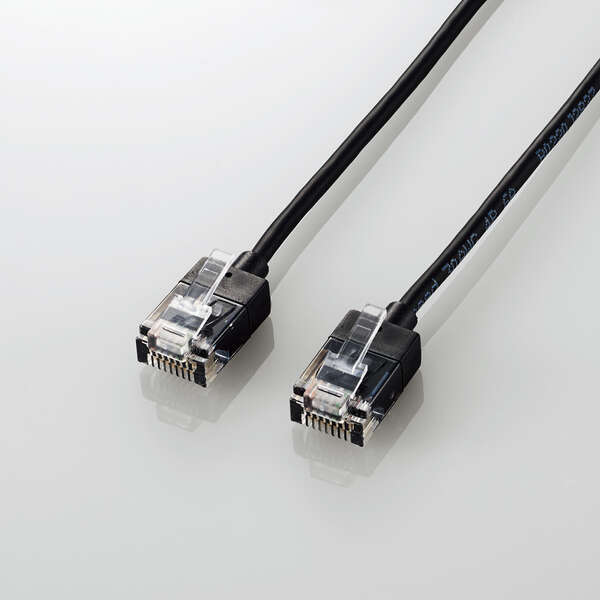 Cat6A準拠LANケーブル スリムタイプ 3.0m 狭い場所などでの配線に最適なスリムケーブルとショートコネクター採用: LD-GPASS/BK3_画像2