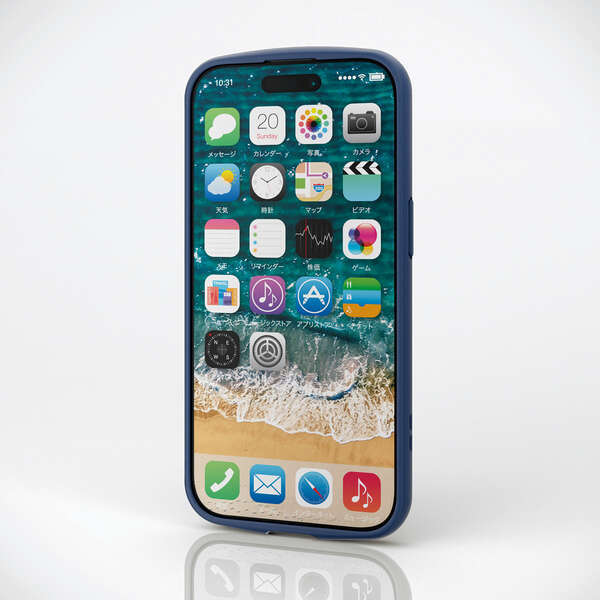iPhone 15用ハイブリッドケース [TOUGH SLIM LITE] フレームカラータイプ 背面に指紋が付きにくい特殊加工を採用: PM-A23ATSLFCSNV_画像4