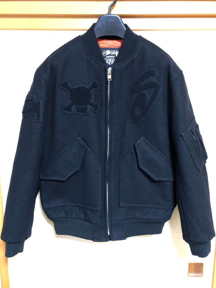 美品】希少 00s STUSSY フライトジャケット 黒 ウール ma-1-