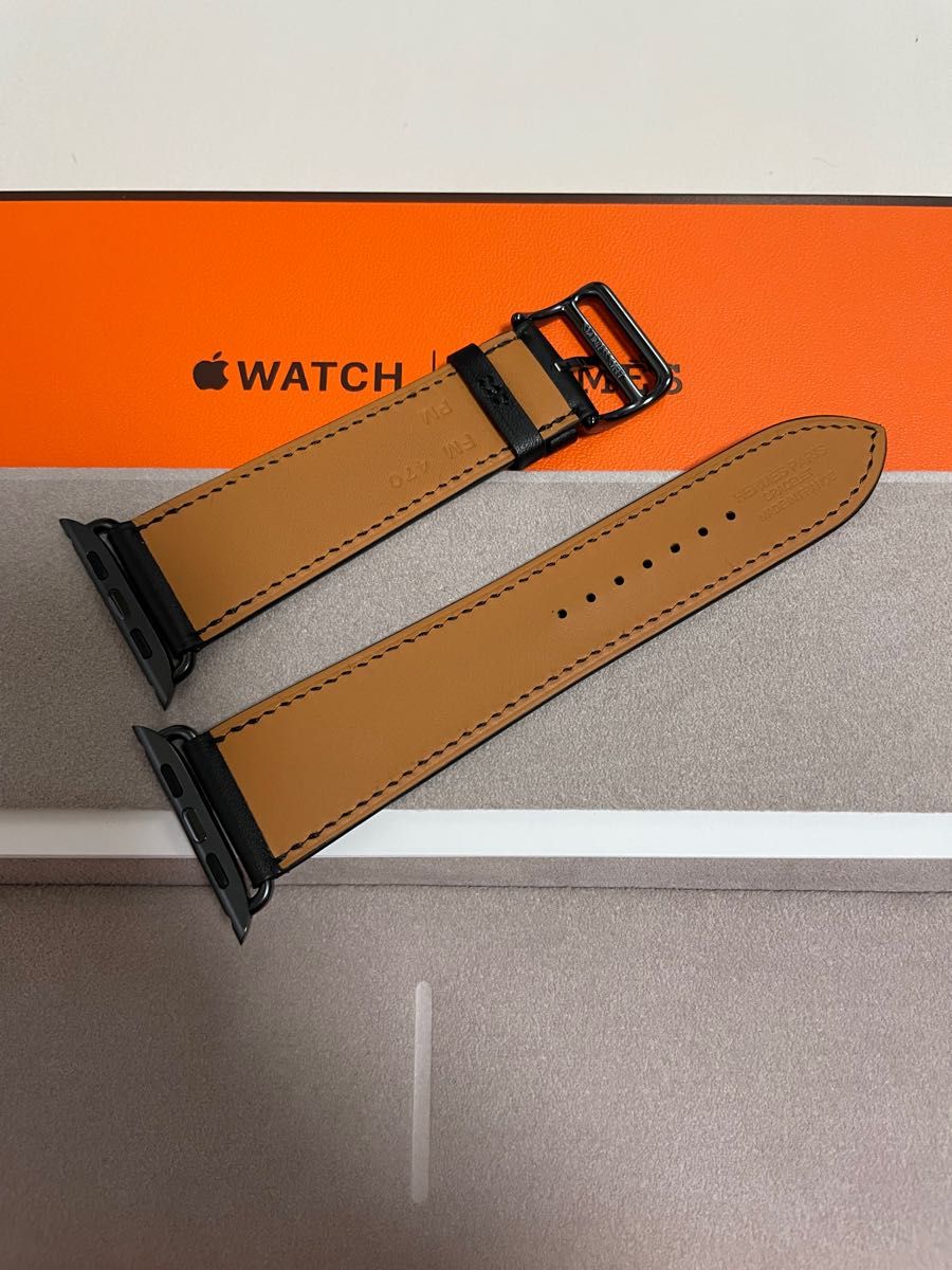 新品未使用 Apple Watch HERMESエルメス レザーベルト ブラック