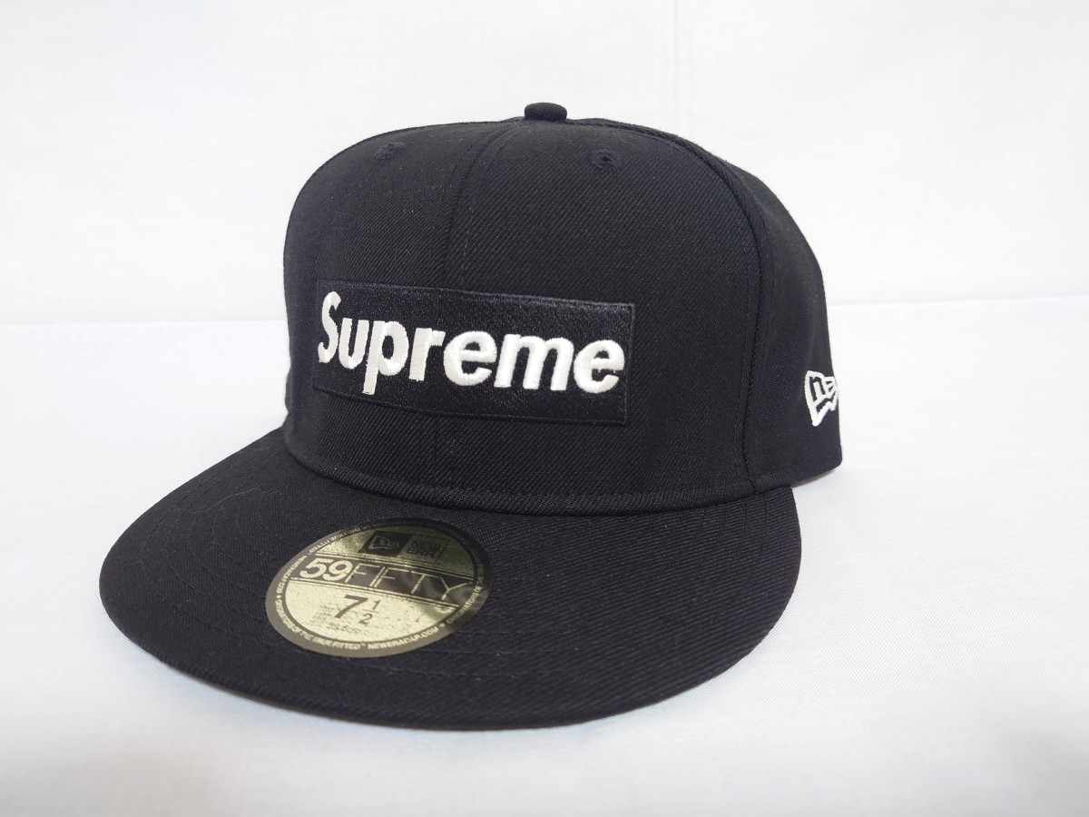 【美中古】2010SS Supreme Box Logo NEWERA CAP 59.6cm 7 1/2 BLACK 黒 ブラック_画像1